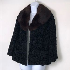 VINTAGE rabbit fur & curly wool